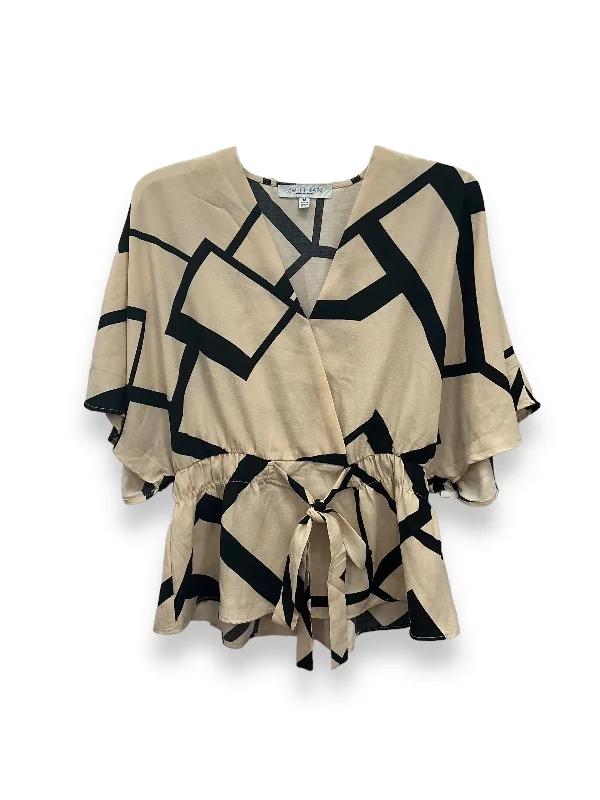 Black & Cream Top Short Sleeve Sweet Rain, Size M