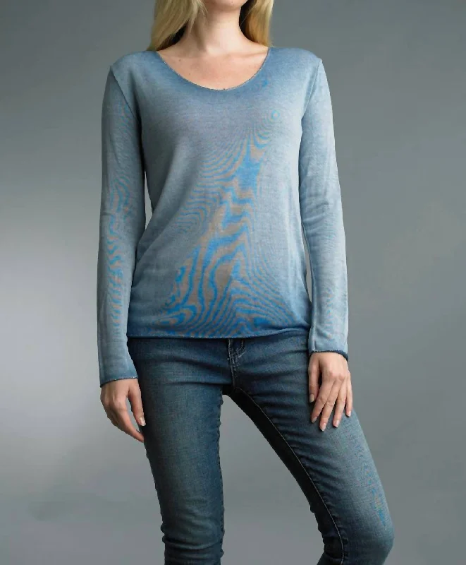 Long Sleeve Basic Top In Denim