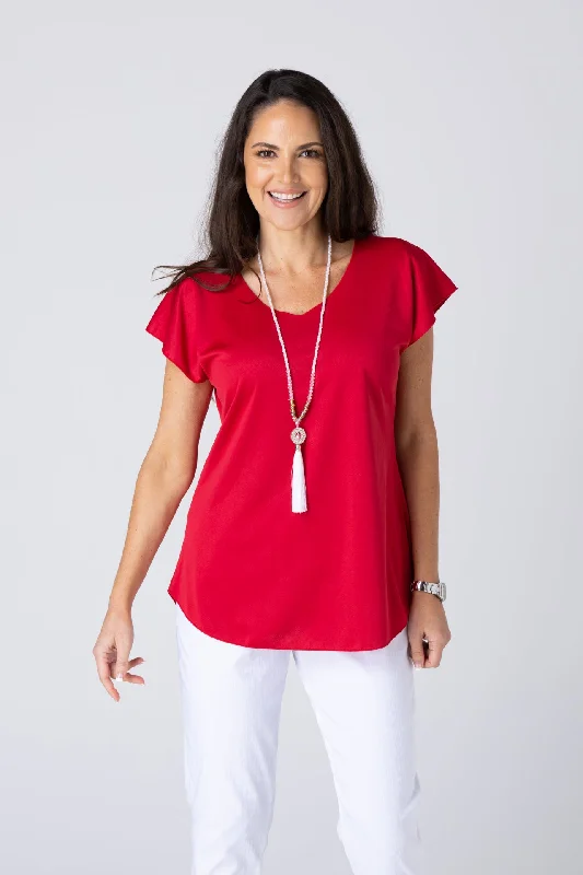 Red Activewear Short Sleeve Top