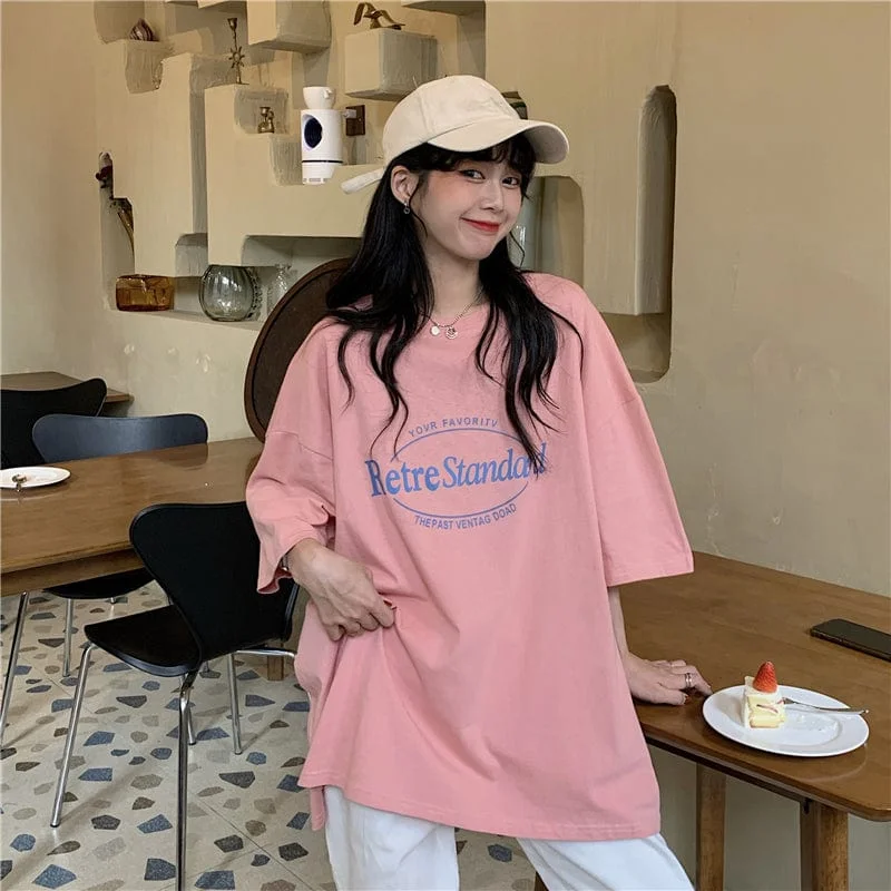 Women's Kawaii Letter Printed Loose T-shirt