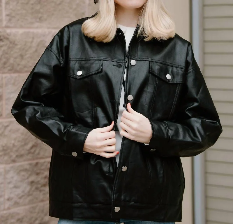 Faux Leather Jacket In Black