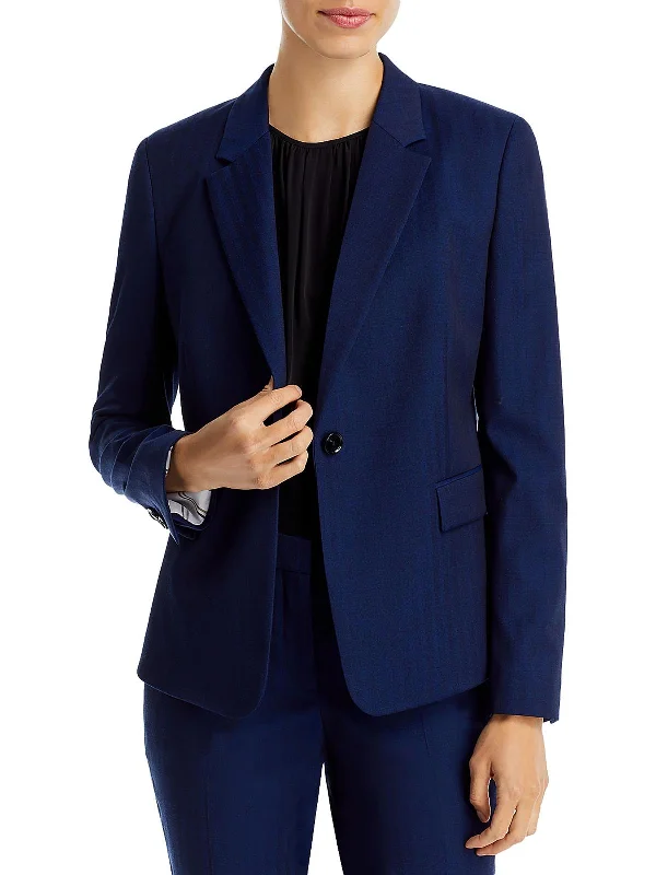Jeniver Womens Wool Shadow Stripe One-Button Blazer