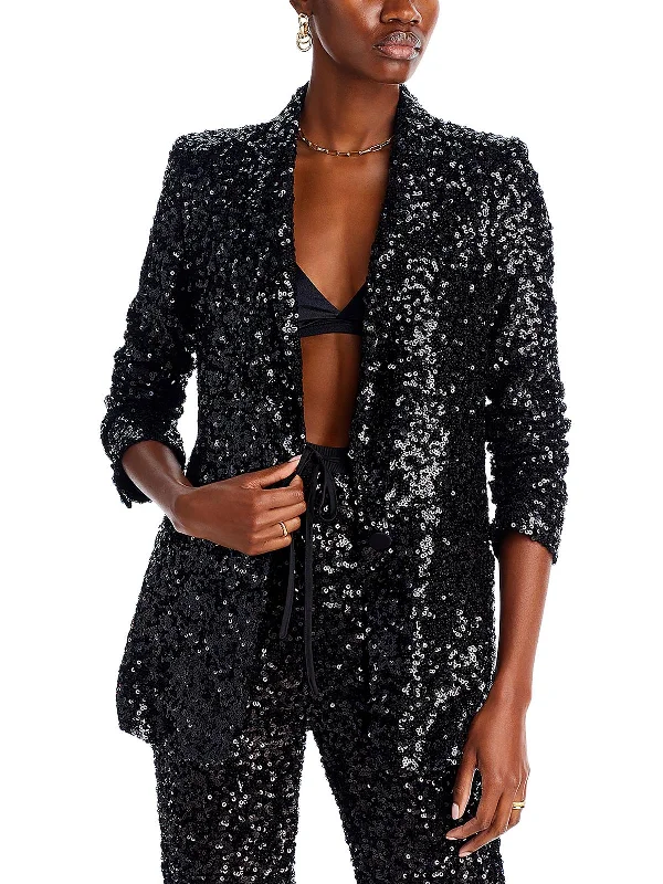 Womens Sequined Suit Separate One-Button Blazer
