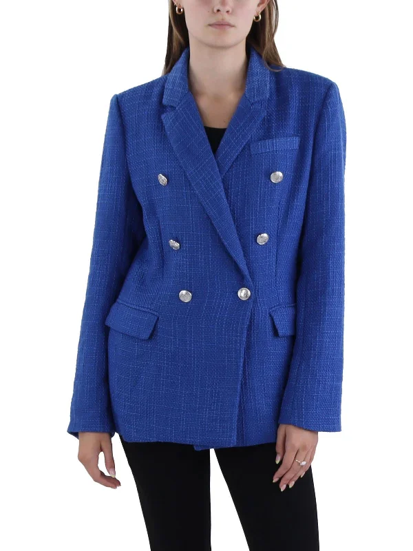 Womens Tweed Business Double-Breasted Blazer