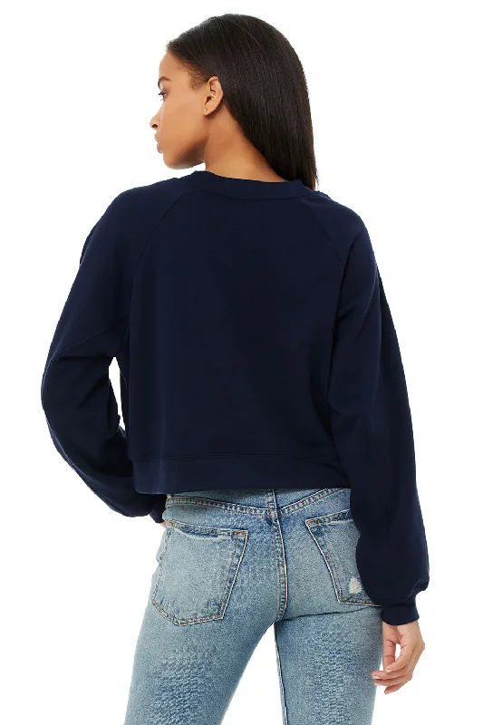 Bella + Canvas Womens Raglan Crewneck Sweatshirt - Navy Blue