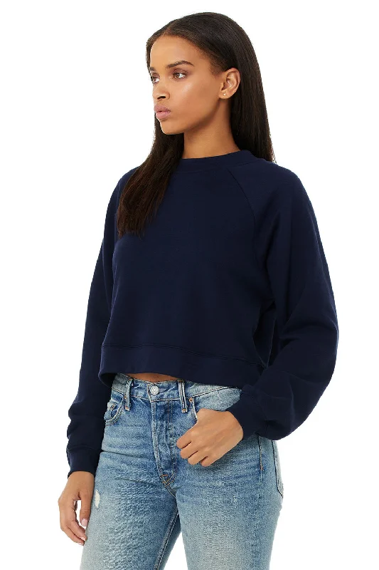 Bella + Canvas Womens Raglan Crewneck Sweatshirt - Navy Blue