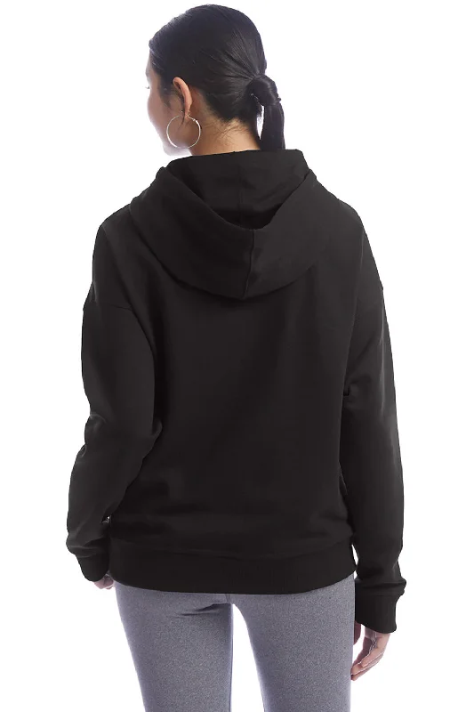 Champion Womens PowerBlend Relaxed Hooded Sweatshirt Hoodie - Black