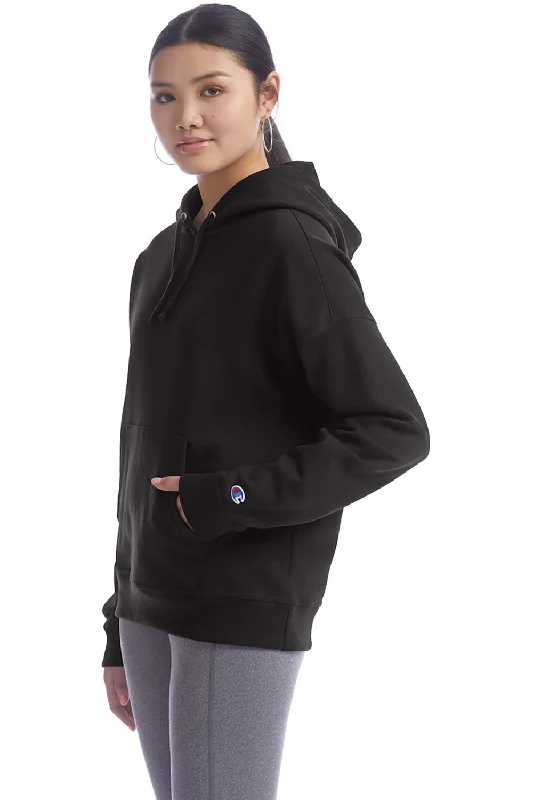 Champion Womens PowerBlend Relaxed Hooded Sweatshirt Hoodie - Black
