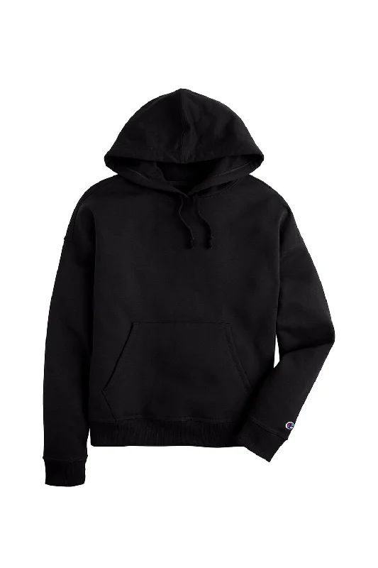 Champion Womens PowerBlend Relaxed Hooded Sweatshirt Hoodie - Black