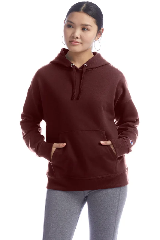 Champion Womens PowerBlend Relaxed Hooded Sweatshirt Hoodie - Maroon