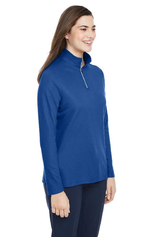 Core 365 Womens Fusion ChromaSoft Performance Moisture Wicking Pique 1/4 Zip Sweatshirt - True Royal Blue