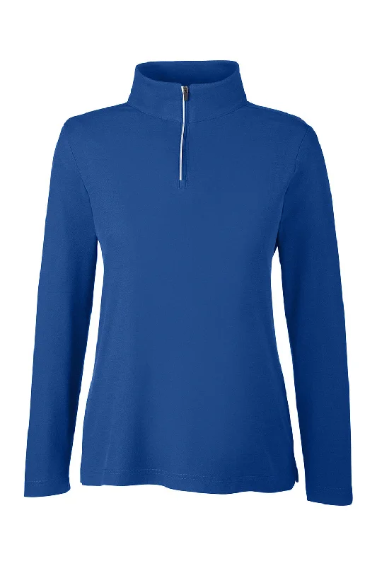 Core 365 Womens Fusion ChromaSoft Performance Moisture Wicking Pique 1/4 Zip Sweatshirt - True Royal Blue