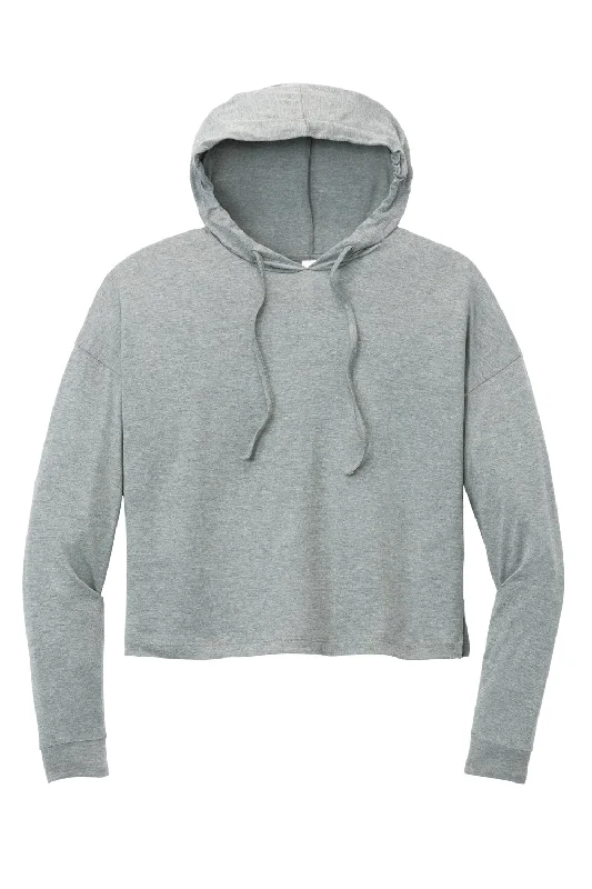 District Womens Perfect Tri Midi Hooded Sweatshirt Hoodie - Grey Frost