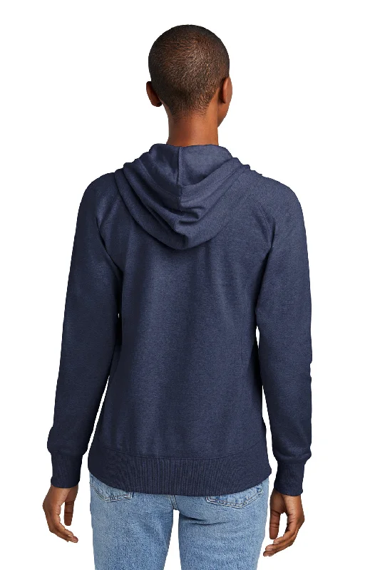 District Womens Re-Fleece Hooded Sweatshirt Hoodie - Heather Navy Blue