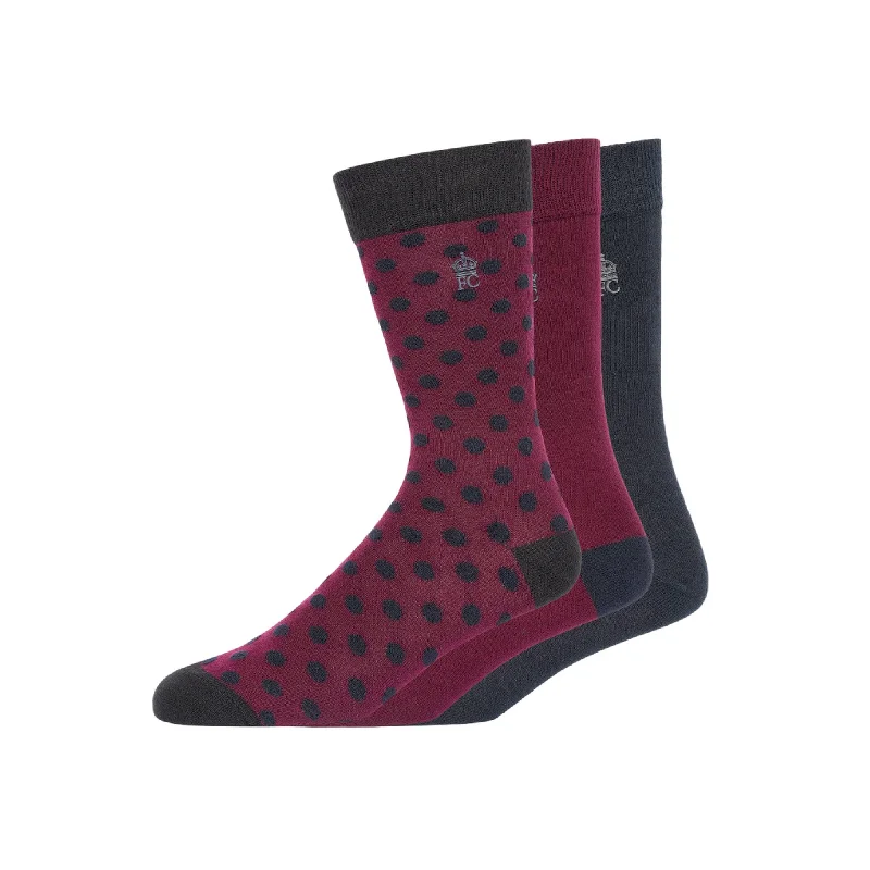 French Connection Unisex Adult Dotted Socks (Pack of 3)