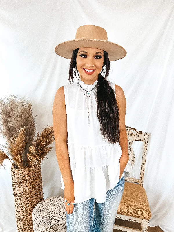 Days In the Sun High Neck Tiered Tank Top in White