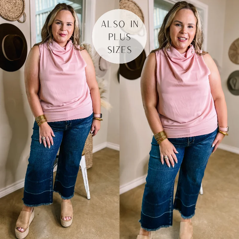 Hot Spot High Cowl Neck Tank Top in Blush Pink