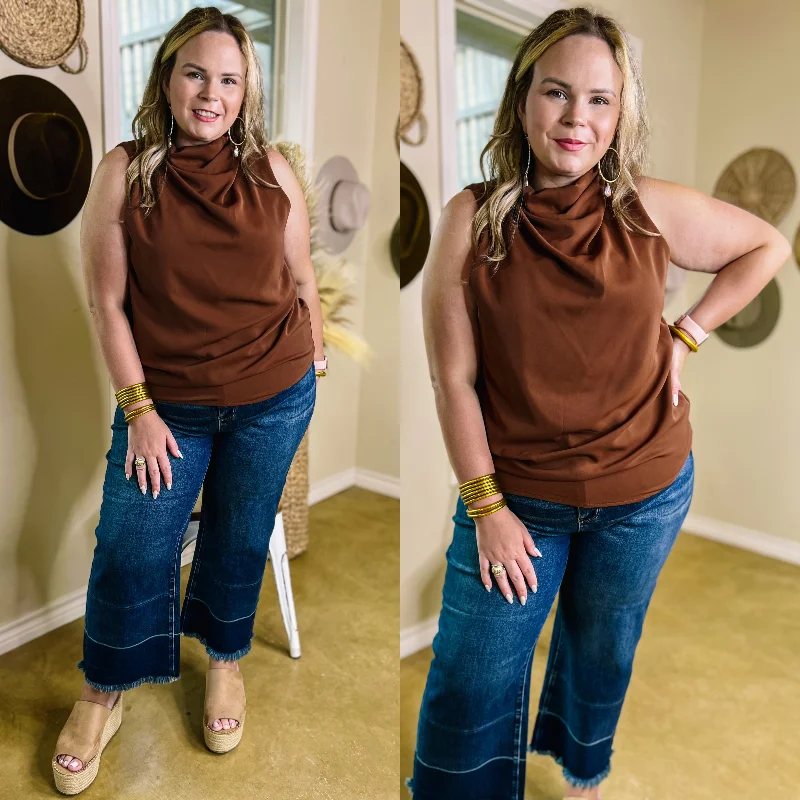 Last Chance Size Small | Hot Spot High Cowl Neck Tank Top in Brown