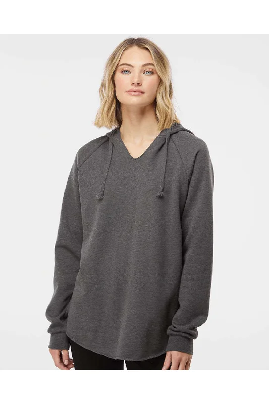 Independent Trading Co. Womens California Wave Wash Hooded Sweatshirt Hoodie - Shadow Grey - NEW