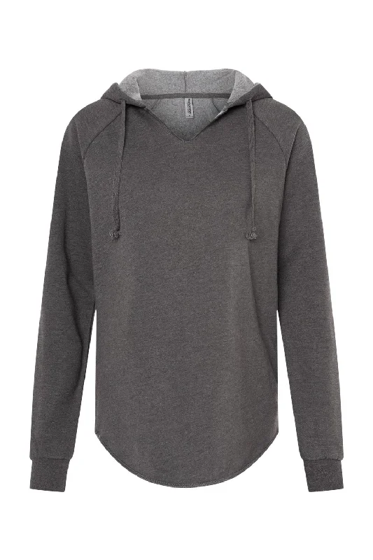 Independent Trading Co. Womens California Wave Wash Hooded Sweatshirt Hoodie - Shadow Grey - NEW