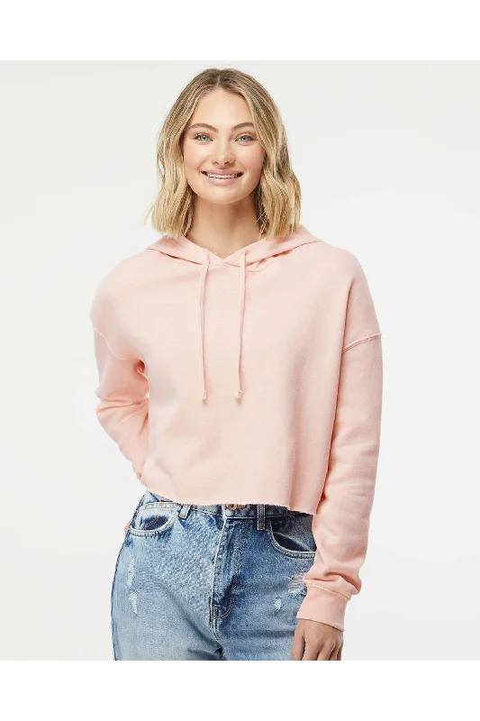 Independent Trading Co. Womens Crop Hooded Sweatshirt Hoodie - Blush Pink - NEW