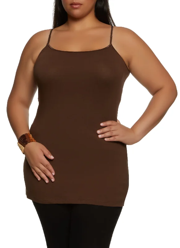 Plus Size Solid Scoop Neck Cami