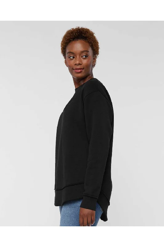 LAT Womens Weekend Fleece Crewneck Sweatshirt - Black - NEW