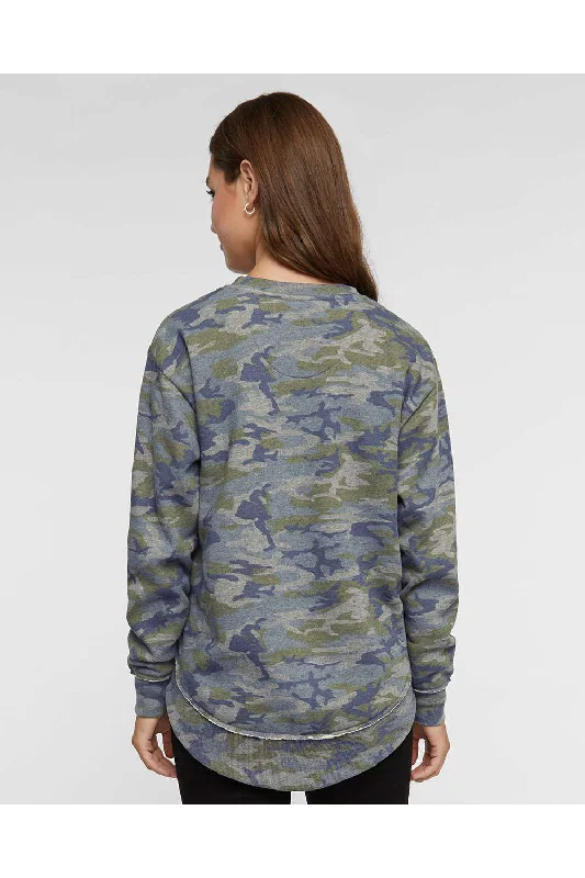 LAT Womens Weekend Fleece Crewneck Sweatshirt - Vintage Camo - NEW