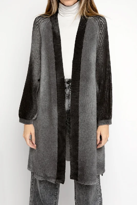 Long Cardigan in Black and Grey