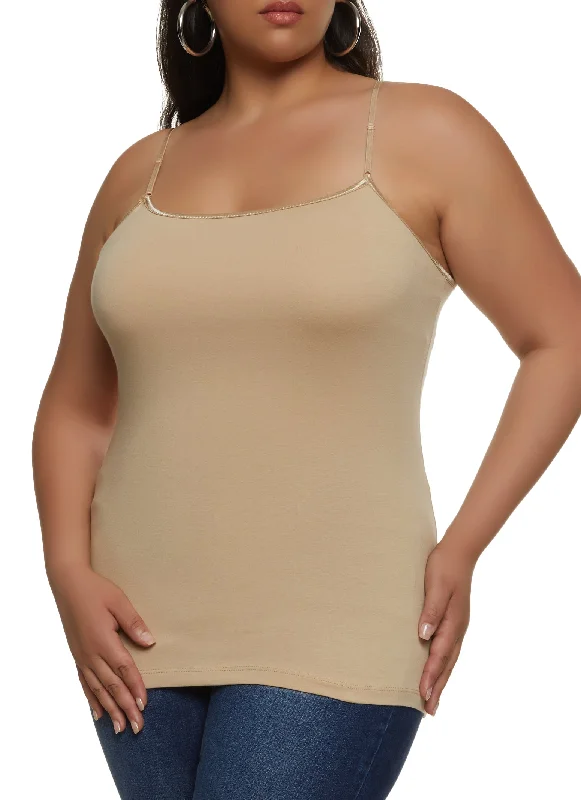 Plus Size Basic Cotton Scoop Neck Cami