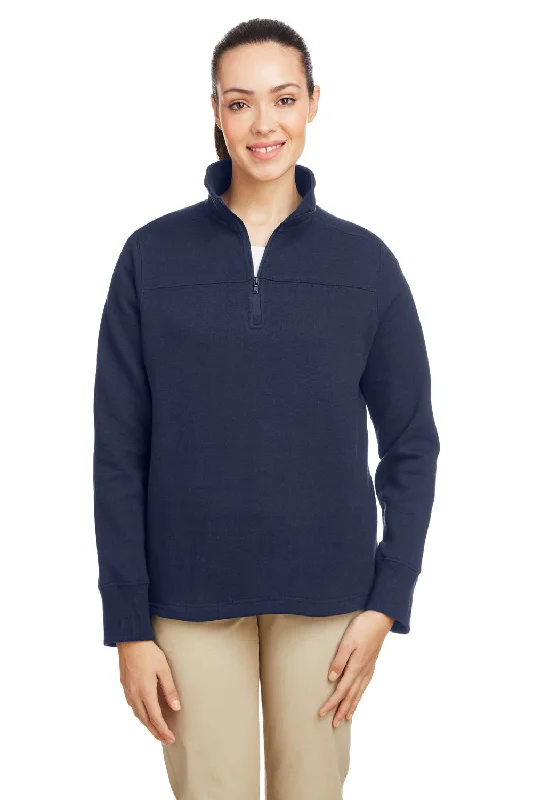 Nautica Womens Anchor Fleece 1/4 Zip Sweatshirt - Navy Blue