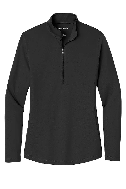 Port Authority Womens Dry Zone Moisture Wicking Micro Mesh 1/4 Zip Sweatshirt - Deep Black