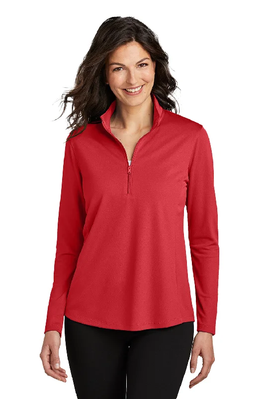 Port Authority Womens Dry Zone Moisture Wicking Micro Mesh 1/4 Zip Sweatshirt - Rich Red