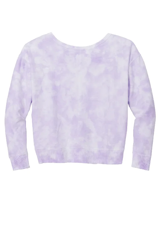 Port & Company Womens Beach Wash Tie Dye V-Neck Sweatshirt - Amethyst Purple