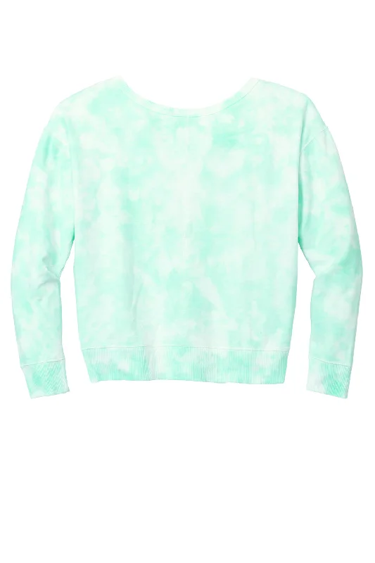 Port & Company Womens Beach Wash Tie Dye V-Neck Sweatshirt - Cool Mint Green