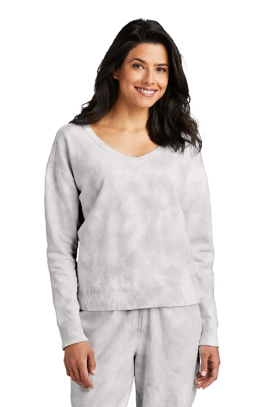 Port & Company Womens Beach Wash Tie Dye V-Neck Sweatshirt - Dove Grey