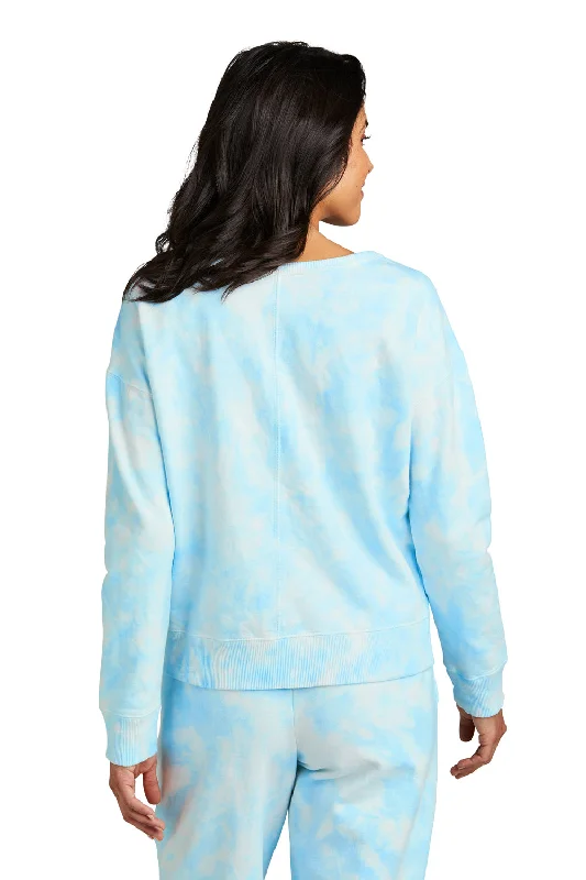 Port & Company Womens Beach Wash Tie Dye V-Neck Sweatshirt - Glacier Blue