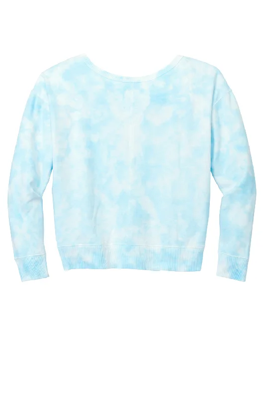 Port & Company Womens Beach Wash Tie Dye V-Neck Sweatshirt - Glacier Blue