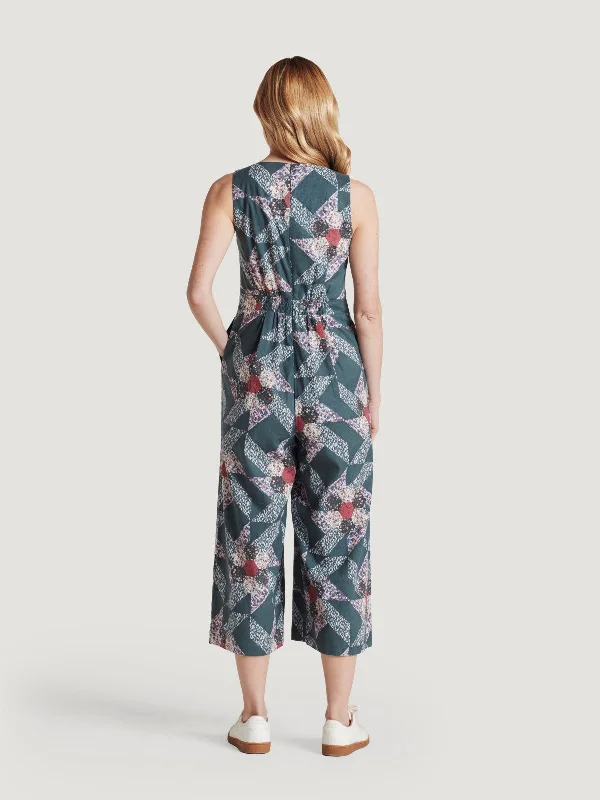 Tarni Hemp Patchwork Jumpsuit - Dark Eucalyptus Green