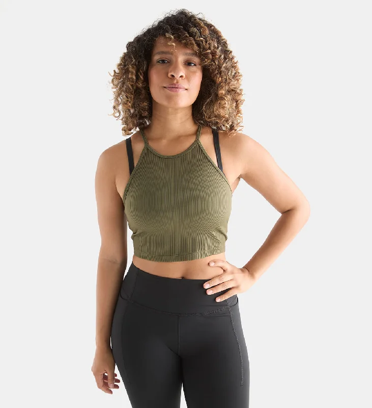 Women's Ribbed Halter Crop Tank