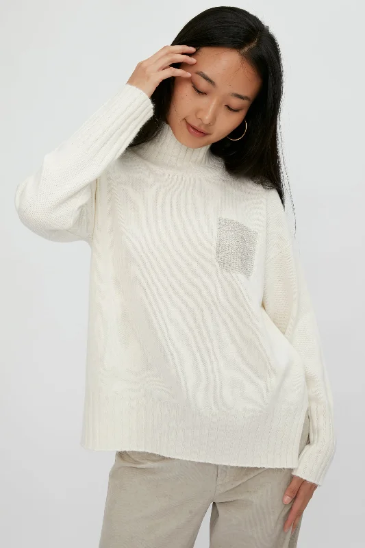 Wool Silk Cashmere Sweater in First Snow