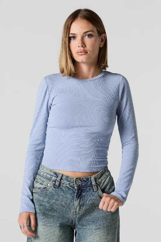 Ribbed Crewneck Long Sleeve Top