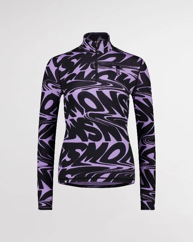 Cascade Merino Base Layer 1/4 Zip Long Sleeve - Signal Lost Lupin