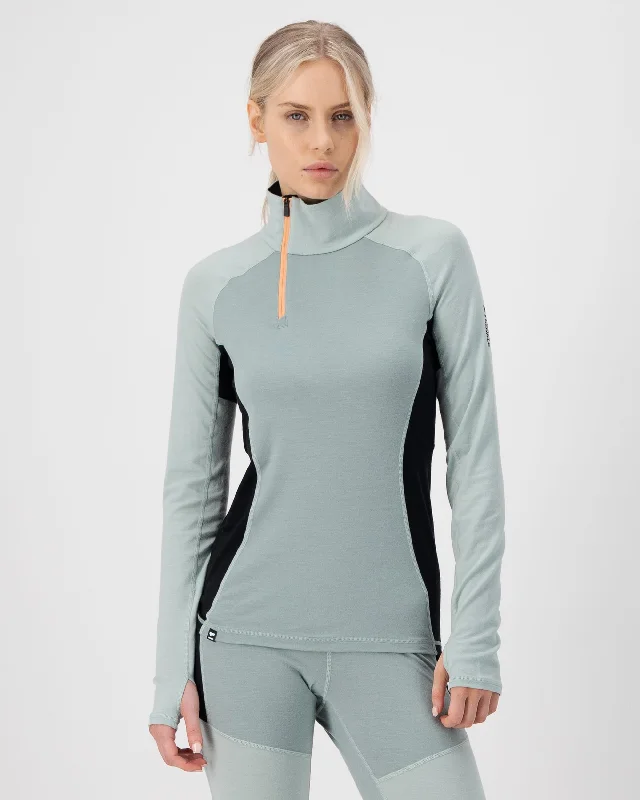 Olympus Merino Base Layer 1/2 Zip Long Sleeve - Glacier / Dew / Black