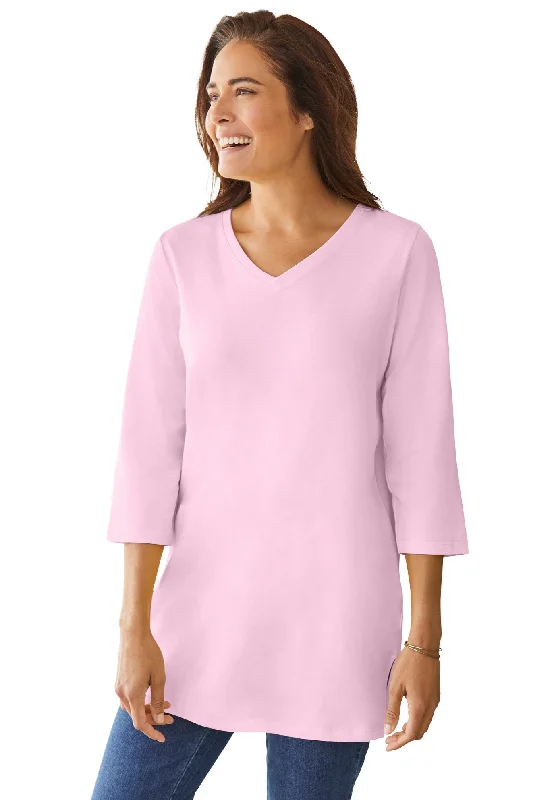 Perfect Three-Quarter Sleeve V-Neck Tunic