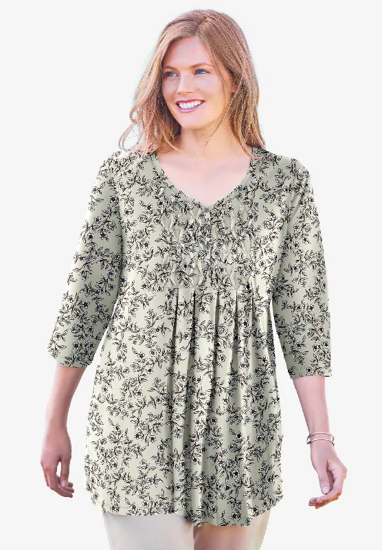 Smocked Henley Trapeze Tunic