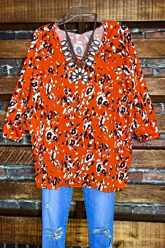 ALL FOR THE BEST LEOPARD PRINT TUNIC IN RUST