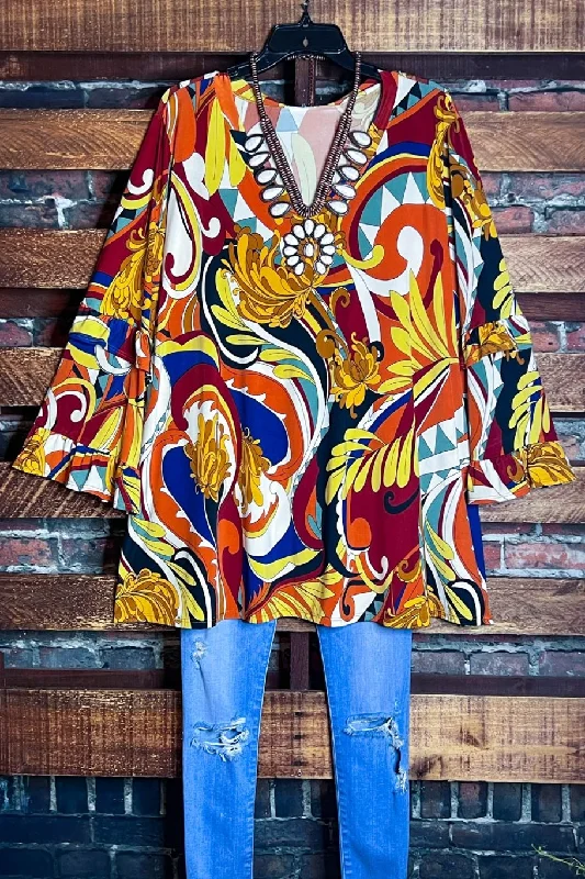 ETERNALLY PERFECT DAMASK MULTI-COLOR TUNIC