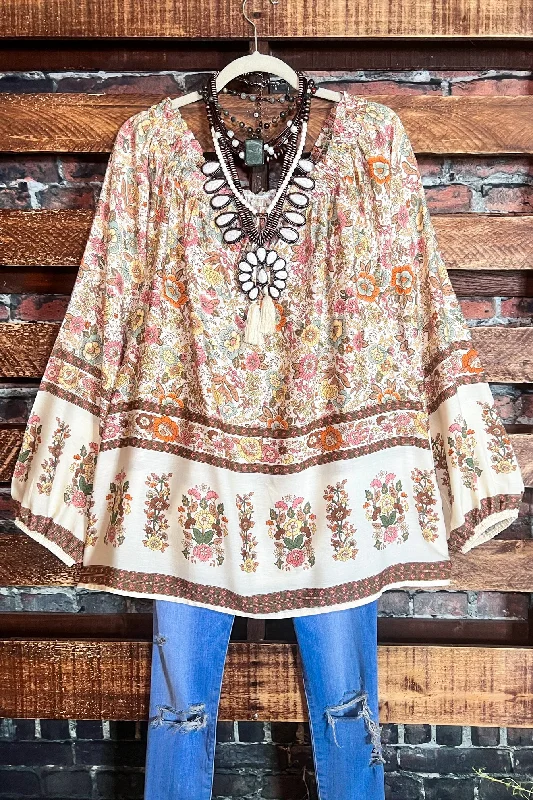 Looking Lovely Bohemian Tunic in Natural & Multi