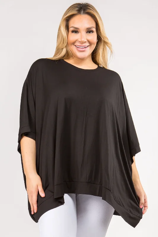 Plus Size Boxy Oversized Short Sleeve Tunic Top